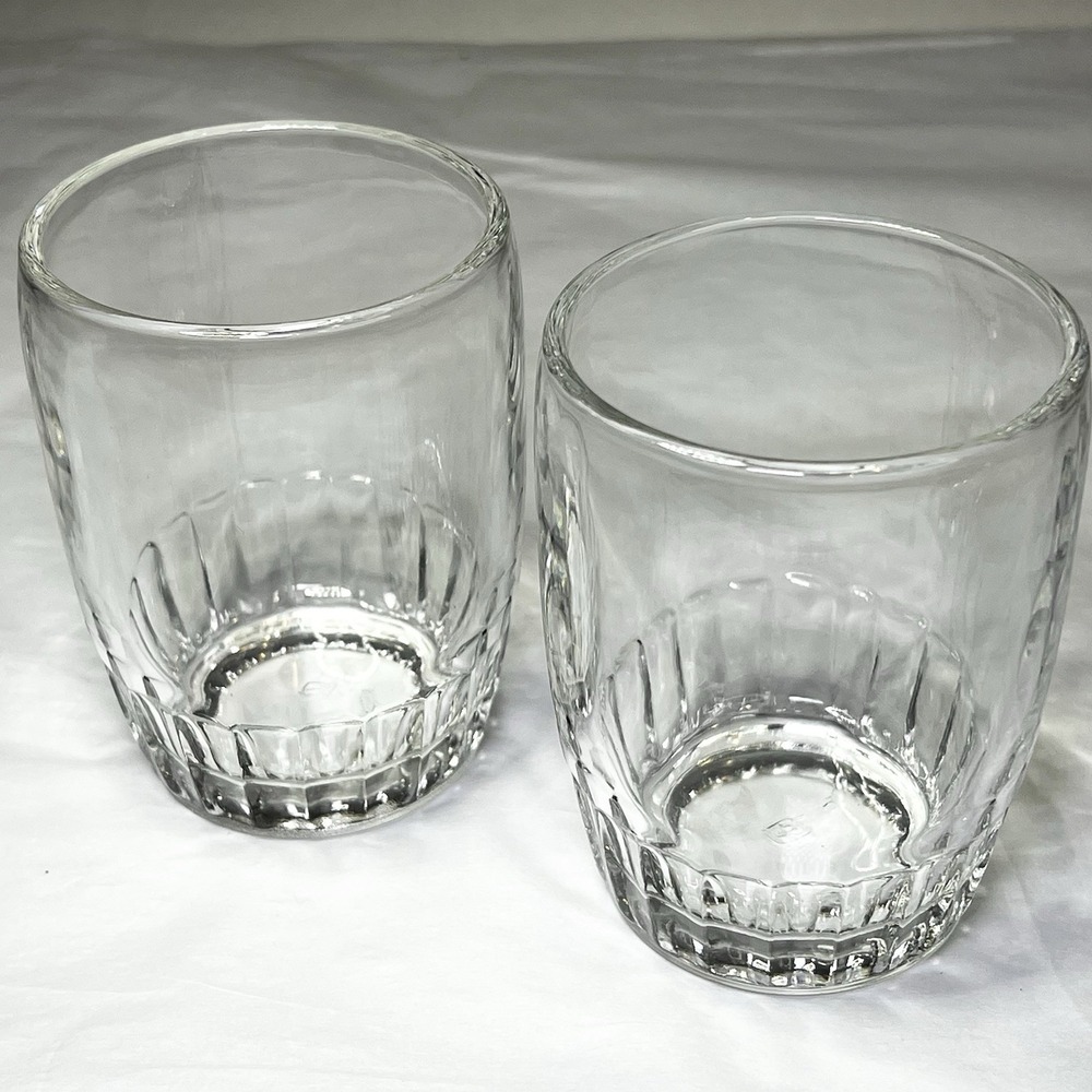 2‎ BARTLETT COLLINS GLASS BARREL TUMBLERS Ribbed Base Rocks Anchor Hocking